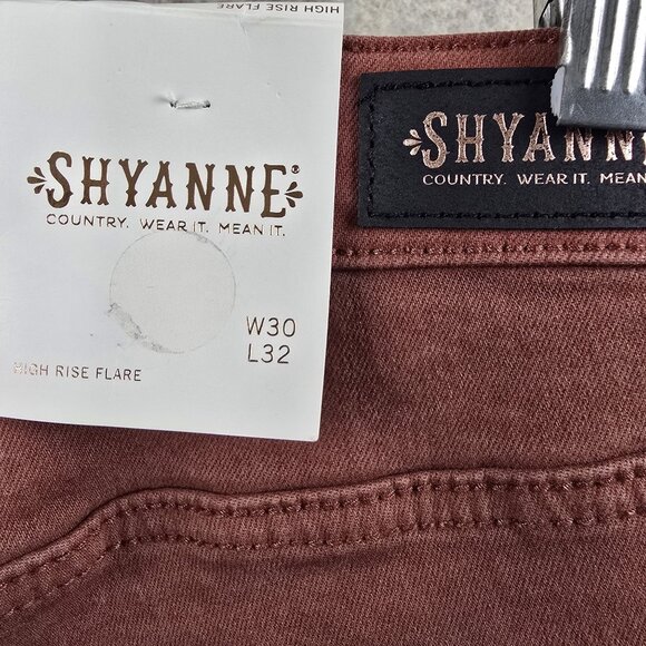 Shyanne Women’s High-Rise Flare Jeans Stretch Burgundy W30 L32 Cotton Blend - Picture 5 of 6